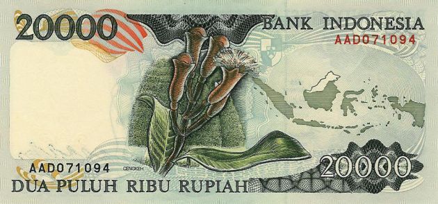 uang kertas Rp 20.000 tahun emisi 1992