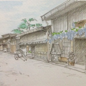 lukisan kota tua Hida, Takyama