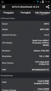 spesifikasi Mito A60 Fantasy U