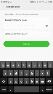 tampilan konfigurasi e-mail