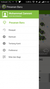 menu GrabTaxi
