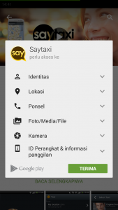izin akses aplikasi SayTaxi izin akses aplikasi SayTaxi