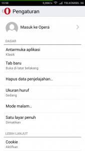 pengaturan Opera Mini pengaturan Opera Mini