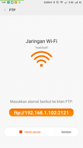 unggah file menggunakan built-in FTP server unggah file menggunakan built-in FTP server