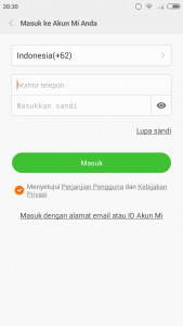 Masuk ke akun Mi