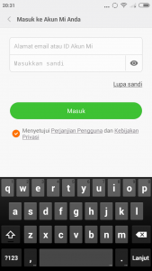 masuk menggunakan ID Mi