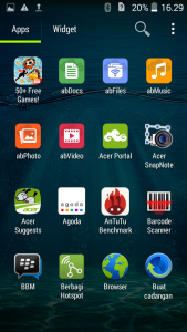menu aplikasi Acer Liquid Z520
