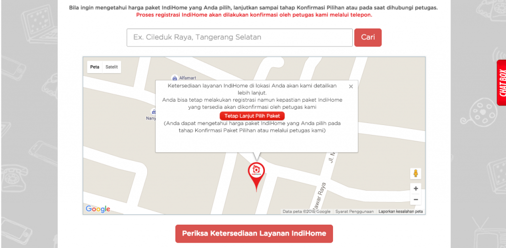 cek ketersediaan jaringan IndiHome