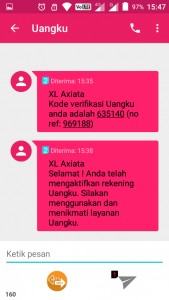 SMS verifikasi Uangku