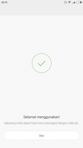 selesai menambahkan sidik jari selesai menambahkan sidik jari