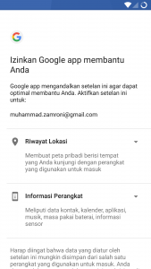 mengizinkan akses data oleh Google