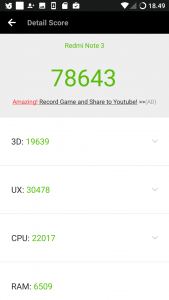 skor Antutu Lineage OS di Xiaomi Redmi Note 3