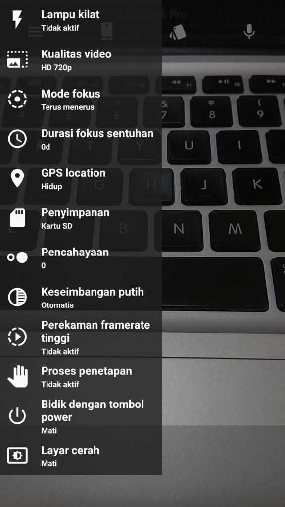 pengaturan kamera video pada Lineage OS