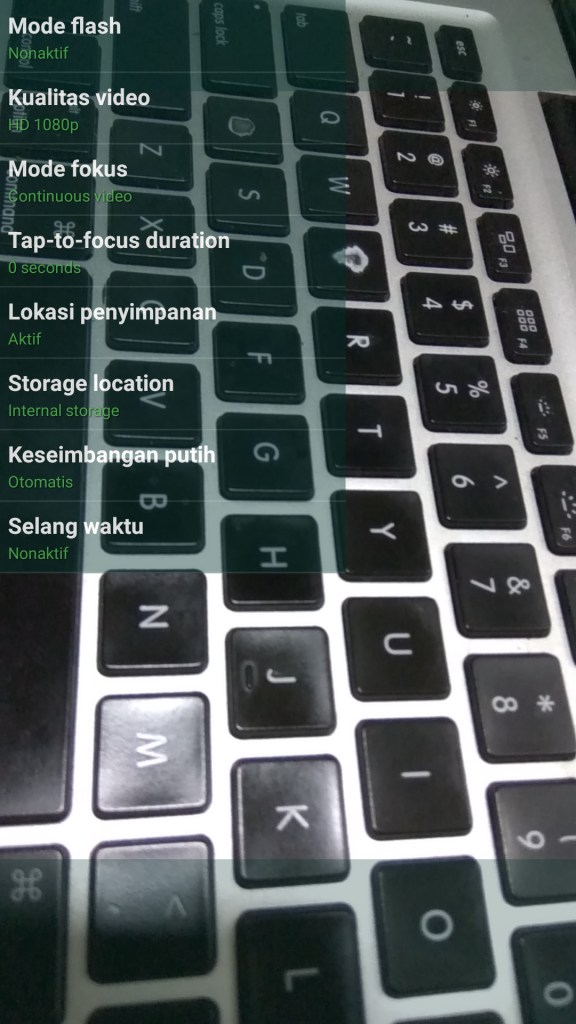 menu pengaturan kamera video Omni ROM