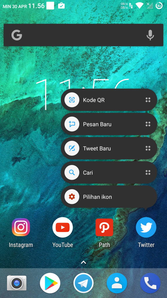 menu pintasan pada Xenon HD