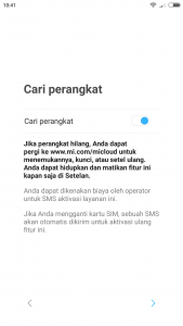 pencarian perangkat dengan akun Mi