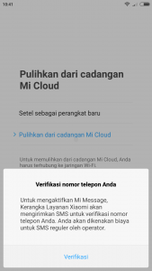 konfirmasi pemulihan cadangan Mi Cloud