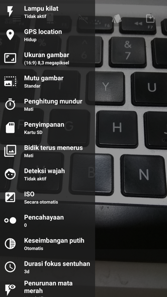 menu kamera Resurrection Remix OS