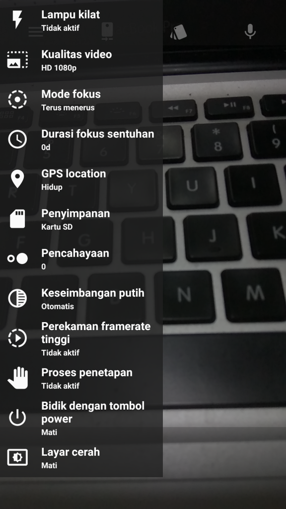 menu kamera video Resurrection Remix OS