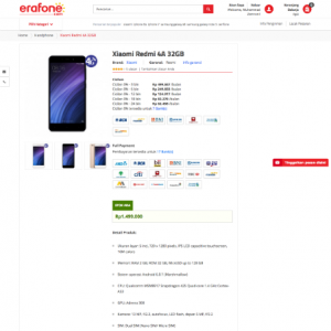 Halaman penjualan Xiaomi Redmi 4A di Erafone.com