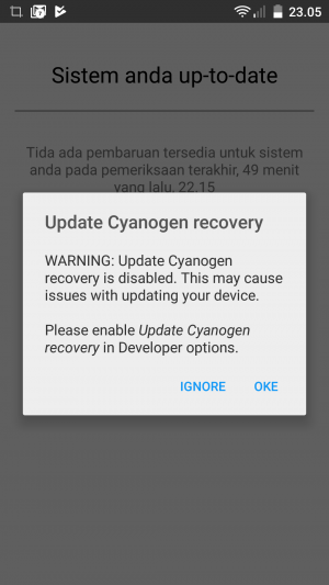 menonaktifkan mode pembaruan Cyanogen Recovery