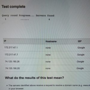hasil dnsleaktest.net menunjukkan penggunaan DNS Google