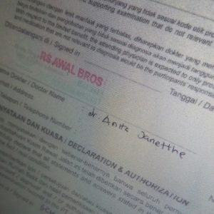 formulir klaim yang ditandatangani RS Awal Bros Bekasi