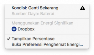 peringatan penggantian baterai
