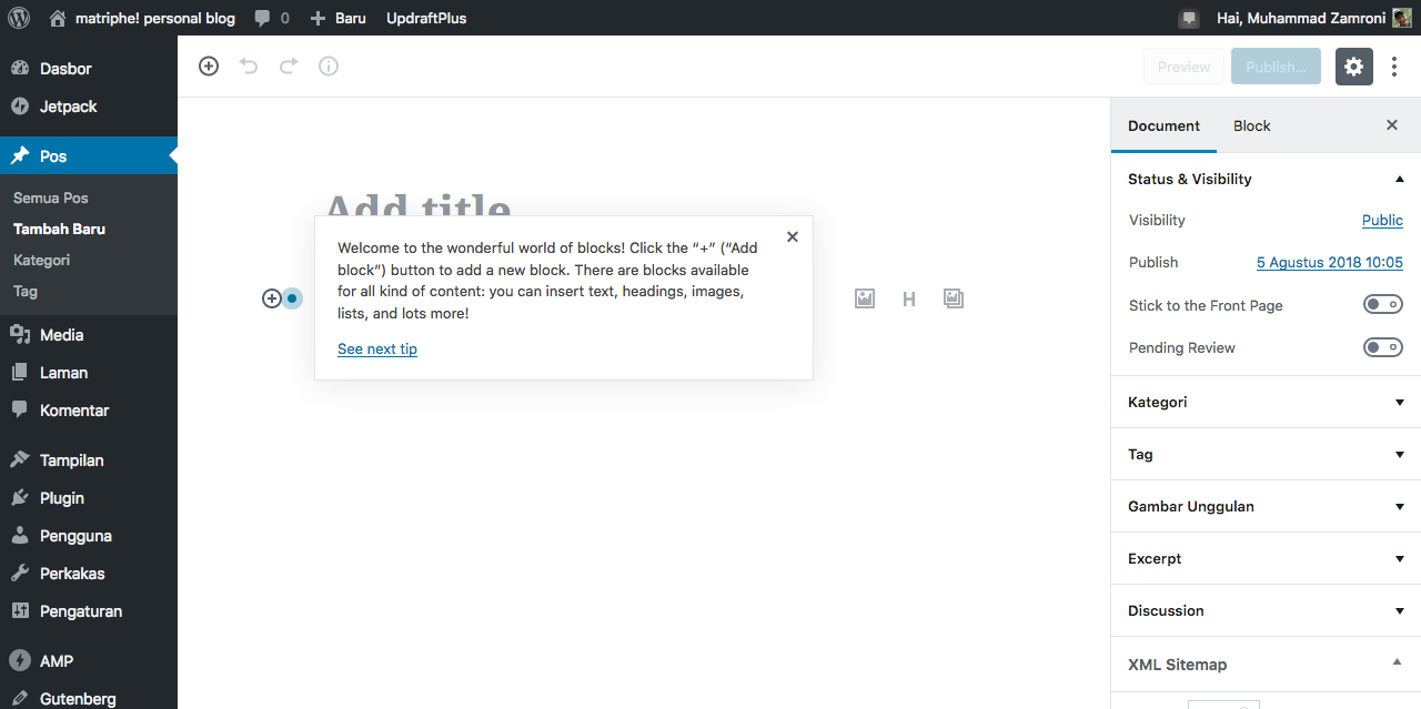 tampilan Gutenberg, penyunting teks terbaru WordPress tampilan Gutenberg, penyunting teks terbaru WordPress