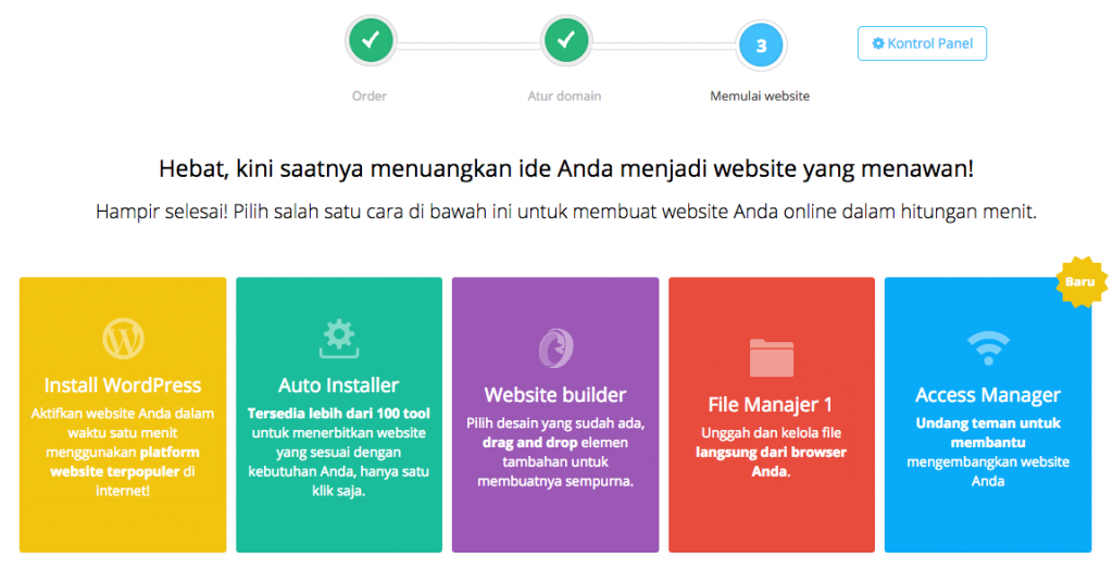 pilihan pengaturan hosting di Hostinger