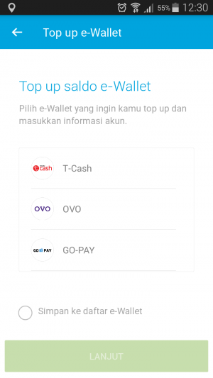 pilihan pengisian saldo e-Wallet Jenius