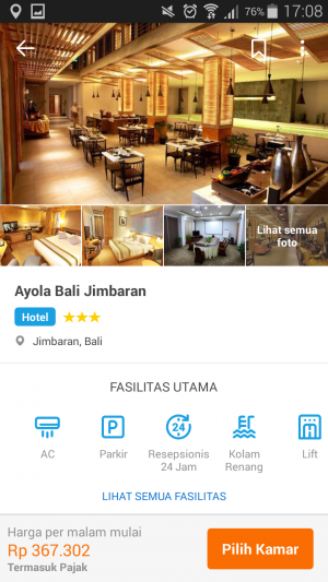 memesan hotel Ayola Bali Jimbaran di aplikasi Traveloka