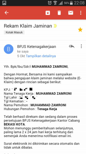 konfirmasi antrean online BPJS Ketenagakerjaan