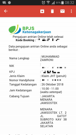 konfirmasi antrean online BPJS Ketenagakerjaan