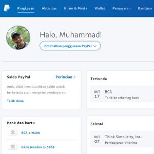 halaman profil PayPal