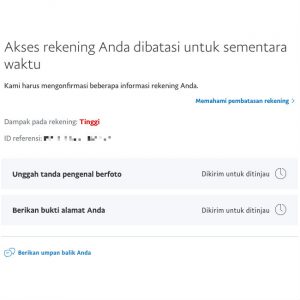 pembatasan akun PayPal