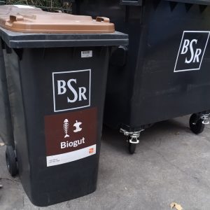 bak sampah berwarna coklat untuk sampah organik dan rumah tangga