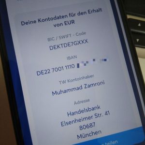 nomor IBAN akun TransferWise