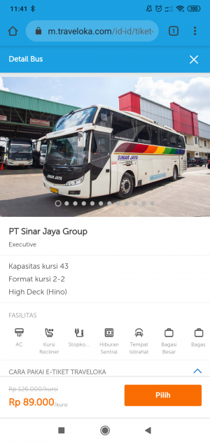 membeli tiket bus di Traveloka
