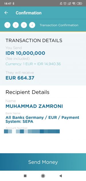 konfirmasi transaksi Transfez