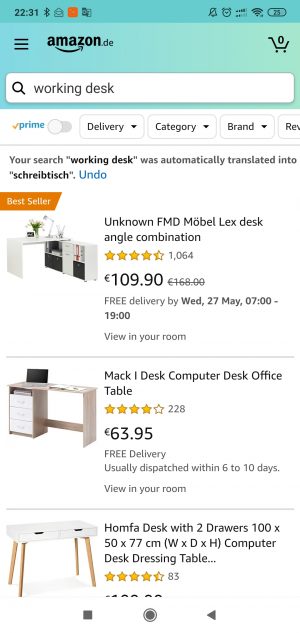 memilih meja kerja di Amazon
