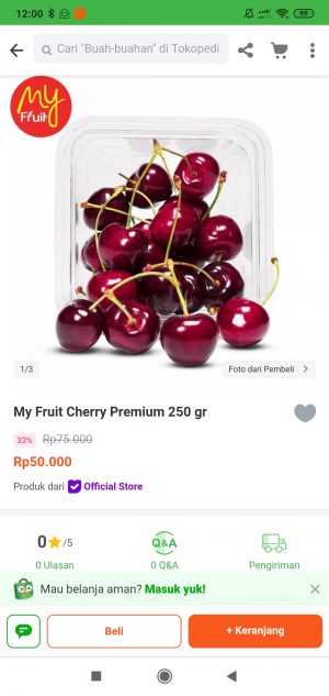 buah ceri dijual di Tokopedia