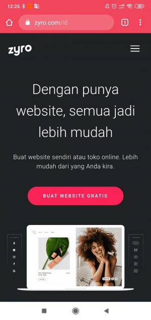 tampilan website builder Zyro