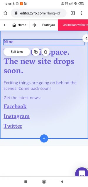menyunting tampilan website dengan Zyro