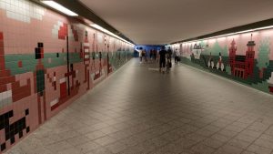 lukisan pixel art di Stasiun Wansee