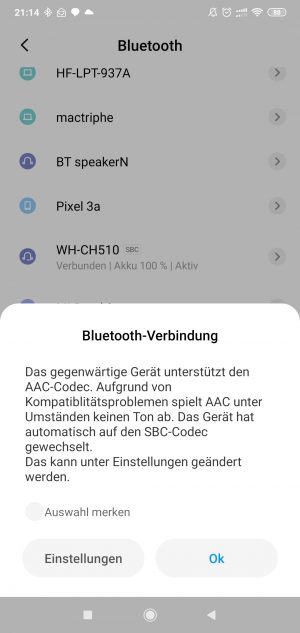 pengaturan codec AAC Bluetooth di ponsel Xiaomi Mi 8 Lite