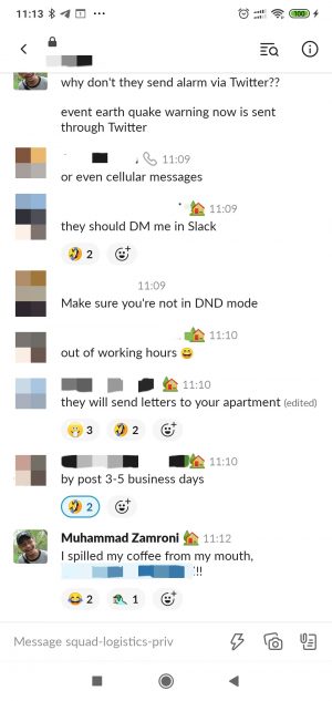 komentar tentang Warntag di Slack