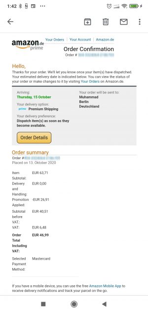 kuitansi pembelian mouse Logitech MX Master AMZ dari Amazon