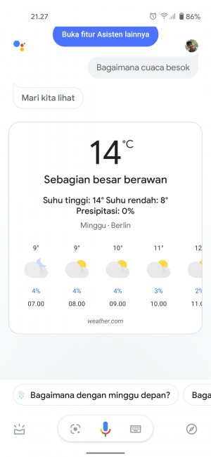 tampilan Google Assistant dengan perintah "OK Google"