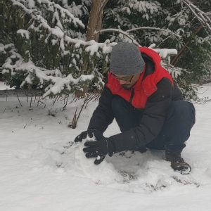 memumpuk salju dengan tangan memumpuk salju dengan tangan